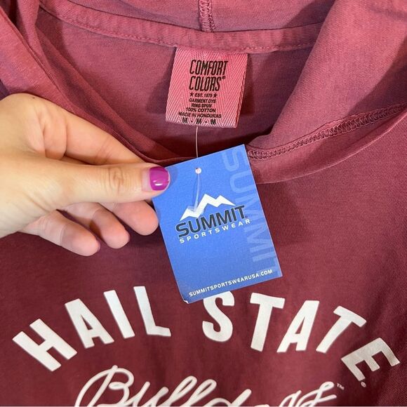 Comfort Colors Red Mississippi State Bulldogs Hail State Hoodie Medium NWT - Picture 3 of 9